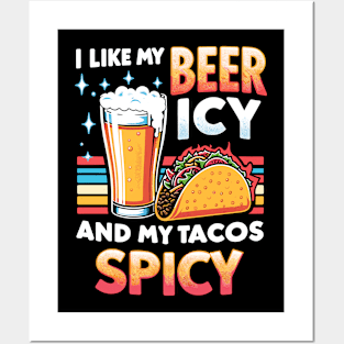 Icy Beer Spicy Tacos Party Novelty Funny Beer Posters and Art